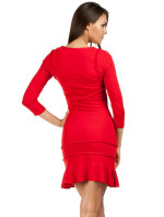 Dámské společenské šaty s volánkem červené - Červená - MOE