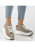 Dámské kožené boty na platformě béžové Filippo DP6795