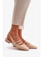 Lakované Baleríny S Pásky Na Nízkém Podpatku Béžové Bialettia