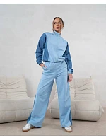 Tepláková souprava mikina na zip + široké kalhoty modrá (821151)