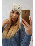 Fleecová čepice Roksana K209 ecru+grey