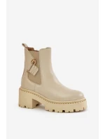 Zazoo 60490 Kožené Zateplené Botky S Dekorací Světle Béžové