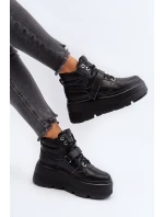 Zazoo 3392/X Dámské Kožené Sportovní Boty na Platformě Černé