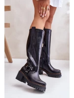 Kožené dámské holínky nad kolena černé Lewski 3432