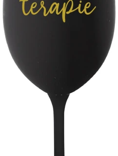 TEKUTÁ TERAPIE - černá sklenice na víno 350 ml
