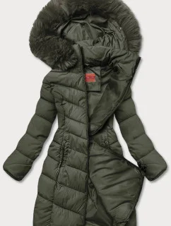 Zimní bunda v khaki barvě s kapucí (ty045-29)
