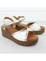 Dámské sandály na platformě bílé a zlaté S.Barski PL51-324