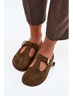 Dámské pantofle Mule z imitace semiše tmavě zelené Melvia