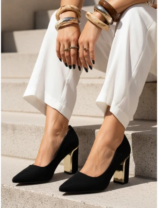 Dámské semišové lodičky na jehlovém podpatku černé FashionStreet ZY1399