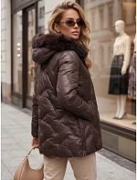 Dámská zimní bunda LOVEINSIDE, prošívaná s kožešinovým lemem, fialová, FashionStreet TY5814 Dámská zimní bunda LOVEINSIDE, prošívaná s kožešinovým lemem, fialová, FashionStreet TY5814