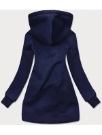Tmavě modrá dlouhá dámská rozepínací mikina (AMG815) Tmavě modrá dlouhá dámská rozepínací mikina (AMG815)