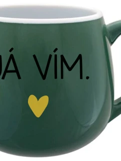 JÁ VÍM. - zelený keramický hrníček 300 ml