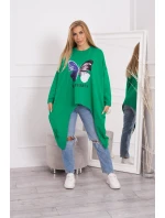 Oversize halenka s potiskem světle zelená