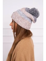 Pola fleecová čepice K267 šedá+béžová
