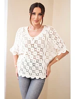 Dámský letní krajkový svetr s knoflíky a dlouhým rukávem černý