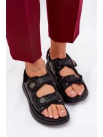 Dámské sandály s ozdobnými detaily na suchý zip černé Zoliner