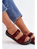 Dámské pantofle s pásky a zlatým přezkou Bordó Selorina