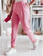 Ležérní dámské plisované kalhoty s páskem PLISSO pink FashionStreet UY2519