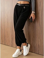 Dámské bavlněné kordurové kalhoty s páskem, černé, FashionStreet UY3170 Dámské bavlněné kordurové kalhoty s páskem, černé, FashionStreet UY3170