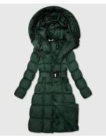Tmavě zelená dlouhá a hrubší zimní bunda s opaskem Minority (P3-6033-33)