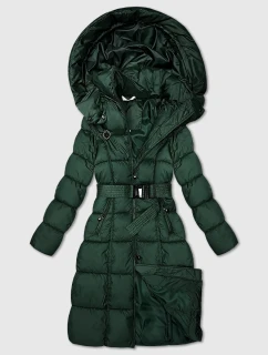 Tmavě zelená dlouhá a hrubší zimní bunda s opaskem Minority (P3-6033-33)