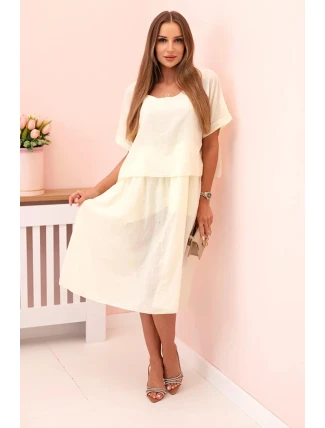Dámské bavlněné šaty s volným střihem žlutý