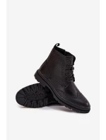 Pánské kožené kotníkové boty Lee Cooper – černé