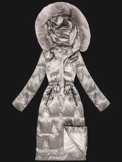 Světle béžová dámská zimní bunda se stahováním v pase S'West (B8522-46)