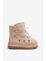 Dámské Sněhule Na Platformě S Šněrováním Světle Béžové Riaviana