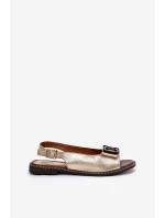 Ploché Sandály S Dekorací Eko Kůže Zlaté Lilria