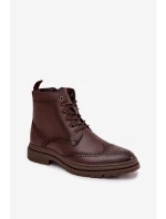 Kožené pánské boty Lee Cooper LCJ 25 33 3960 hnědé Botki Męskie