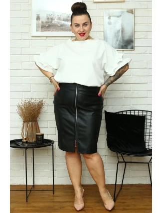 Dámská sukně Plus size P336 Černá - Karko Dámská sukně Plus size P336 Černá - Karko