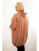 Dámská mikina Plus Size s kapucí Cappuccino - ZENTEX