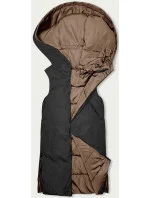 Béžovo-grafitová dlouhá dámská oboustranná vesta (B8248-12) Béžovo-grafitová dlouhá dámská oboustranná vesta (B8248-12)