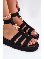 Dámské sandály na platformě se zlatým detailem černé Kartia Dámské sandály na platformě se zlatým detailem černé Kartia