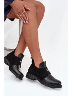 Lakovane nízké dámské boty na podpatku vyhřívané Vinceza 58560 černé