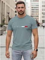 Pánské bavlněné tričko s nápisem PARIS v barvě petrol od FashionStreet NX5139R Pánské bavlněné tričko s nápisem PARIS v barvě petrol od FashionStreet NX5139R