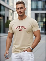Pánské bavlněné tričko s potiskem „California“, béžové, FashionStreet NX5140R Pánské bavlněné tričko s potiskem „California“, béžové, FashionStreet NX5140R