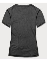 Dámské sportovní tričko T-shirt v grafitové barvě s ozdobným prošitím (A-2166)
