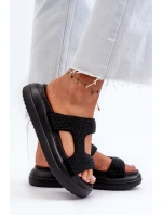 Ozdobené dámské sandály na platformě černé Jestella