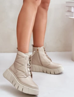 Zazoo 60472 Kožené Botky Na Platformě A Klínu Černé