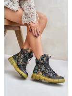 Kožené Ploché Šněrovací Boty Maciejka 06158-07 Žluto-Černé