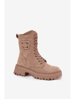 Dámské workery boty s ozdobným prvkem zateplené béžové Kalindra