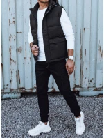 Pánská prošívaná vesta s kapucí černá FashionStreet TX4782