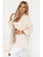588-2 Dámské klasické sako s nabíranými rukávy - béžové