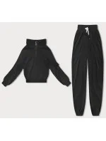 Černý dámský teplákový komplet typu "wafel" (AMG-339A) Černý dámský teplákový komplet typu "wafel" (AMG-339A)