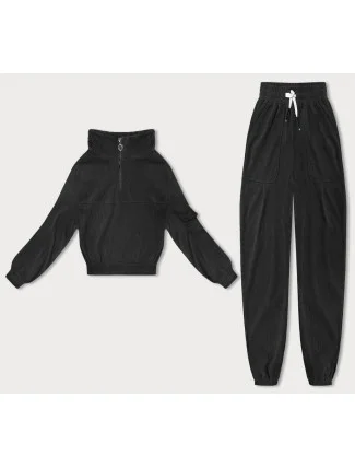 Černý dámský teplákový komplet typu "wafel" (AMG-339A) Černý dámský teplákový komplet typu "wafel" (AMG-339A)