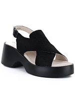 Dámské kožené sandály na platformě černé S.Barski 7005