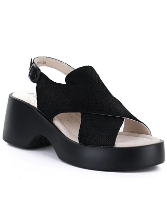 Dámské kožené sandály na platformě černé S.Barski 7005