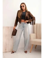 Dámská semišová bunda s třásněmi hnědá Dámská semišová bunda s třásněmi hnědá